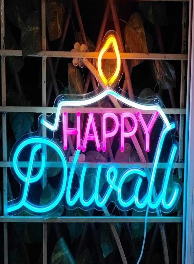 مصباح نيون LED من LastN مكتوب عليه "عيد ديوالي سعيد" - أضواء ديوالي مقاومة للماء لتزيين المنزل، مصباح جداري مضيء للمهرجانات، ديكور للحفلات والاحتفالات، للاستخدام الداخلي والخارجي، وهدية رائعة - Image 2